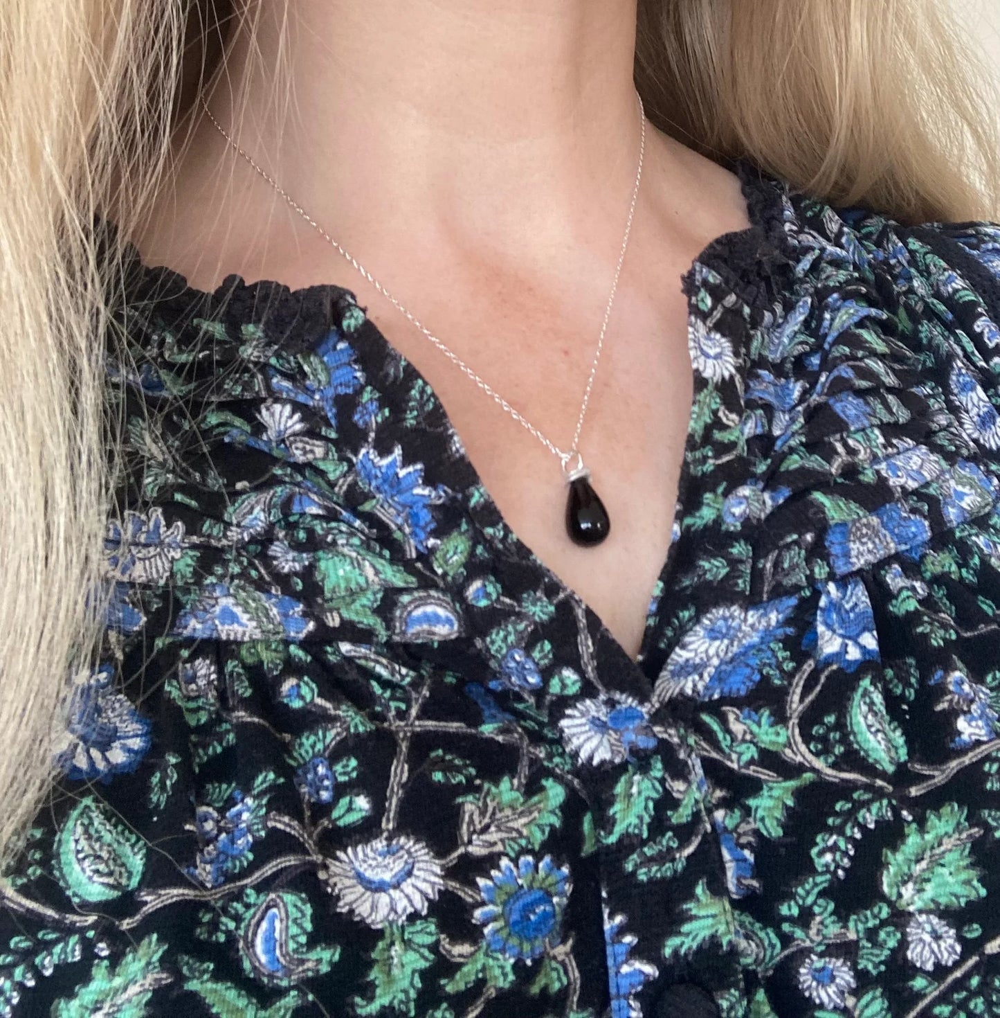 Black onyx sterling silver necklace