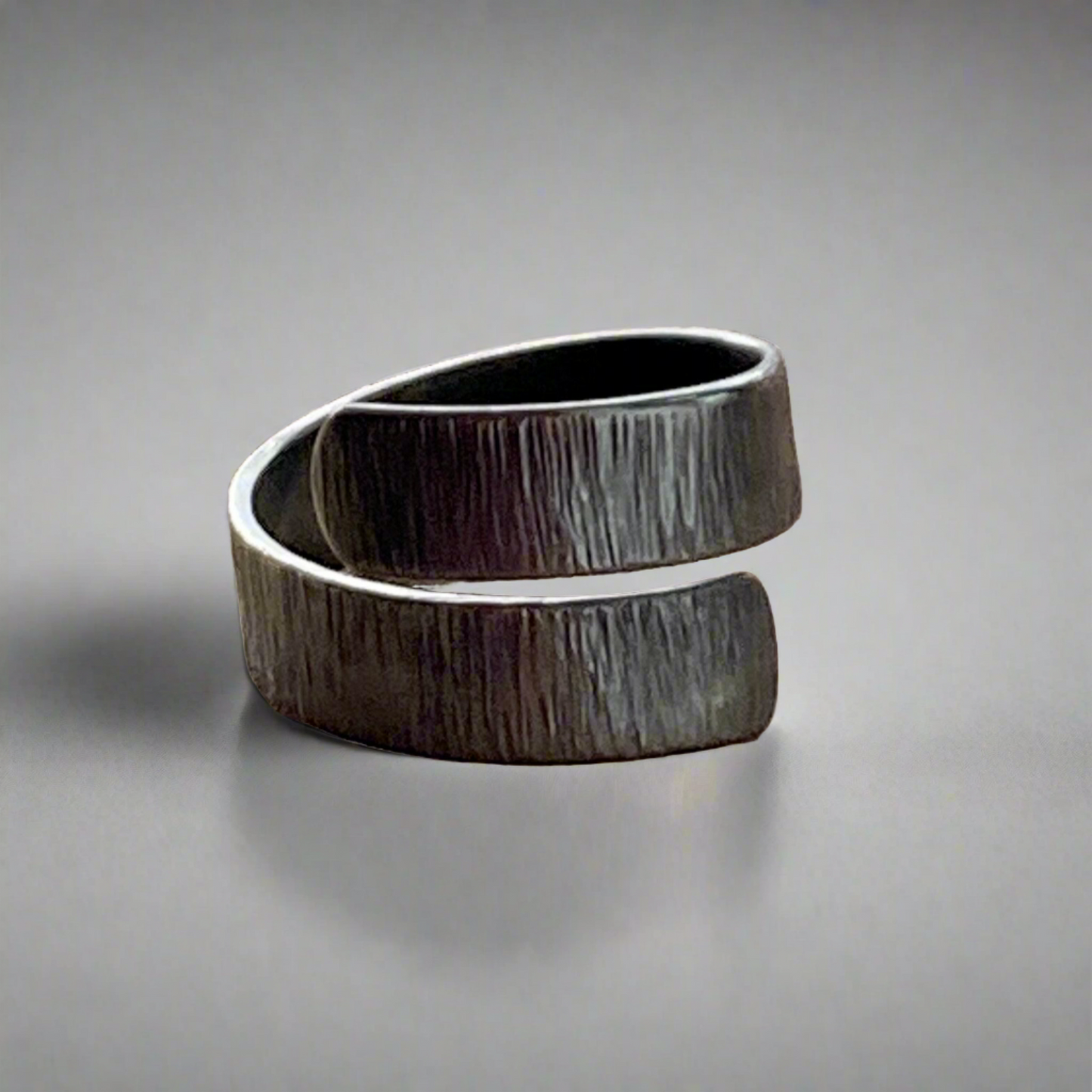 oxidised sterling silver textured adjustable ring