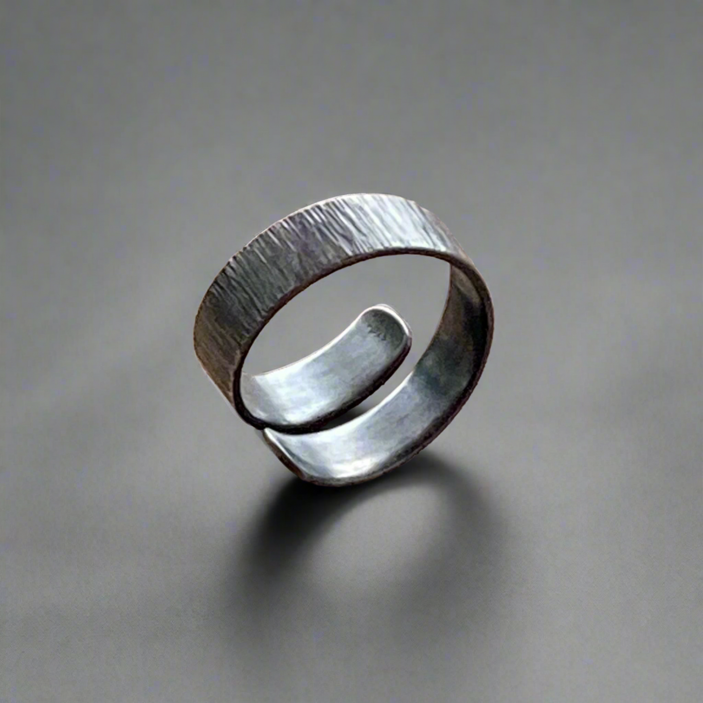 Oxidised sterling silver textured adjustable ring.