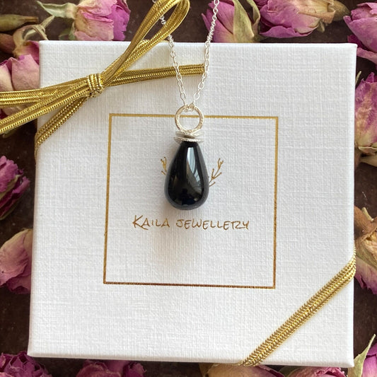 black onyx sterling silver necklace