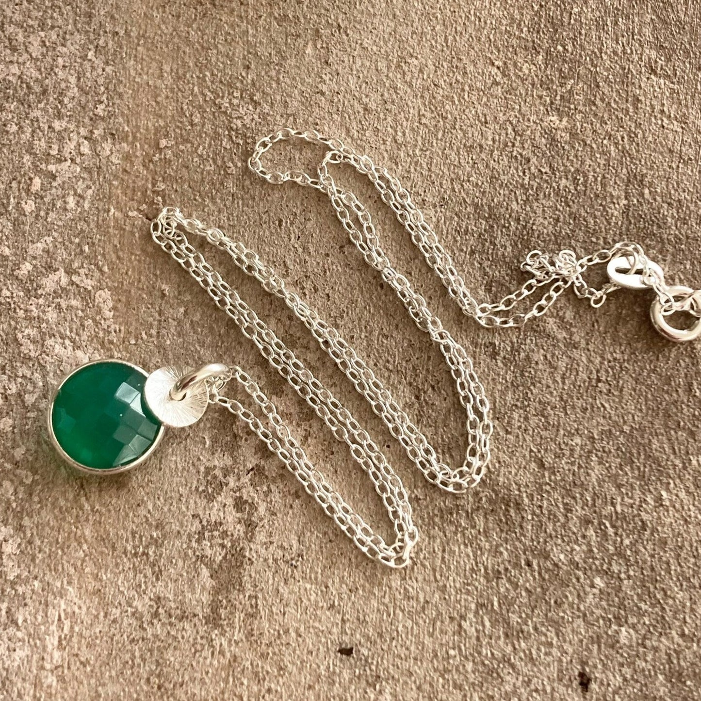 Green onyx sterling silver necklace