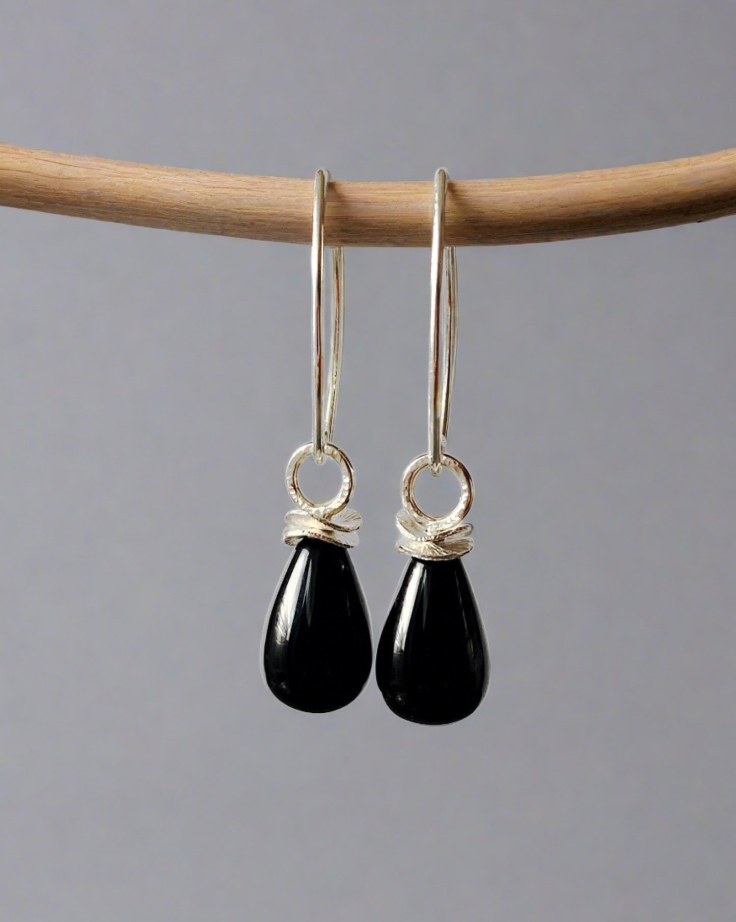 black onyx sterling silver earrings