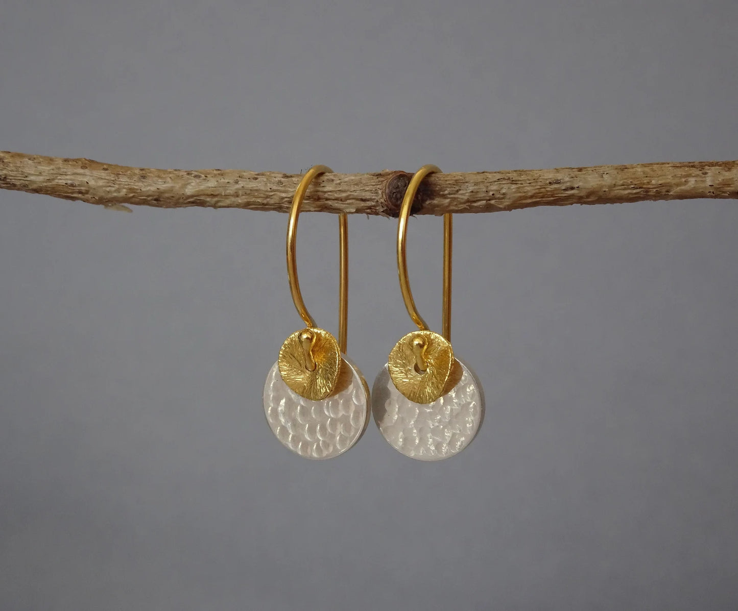 Two tone disc earrings