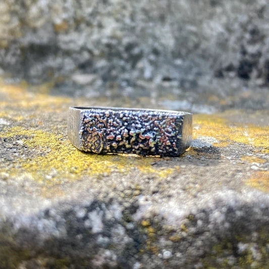 Sterling silver oxidised rustic ring. Made to order.