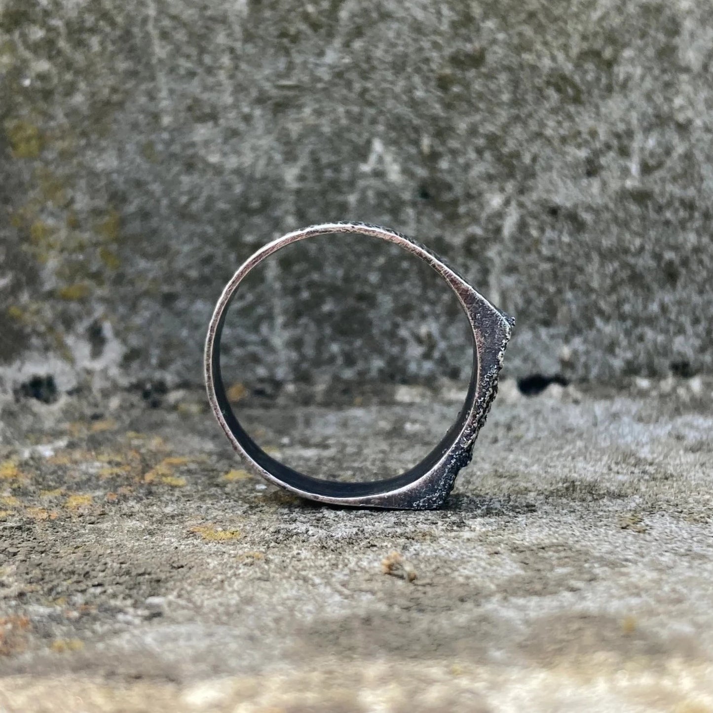 Sterling silver oxidised rustic ring. Made to order.