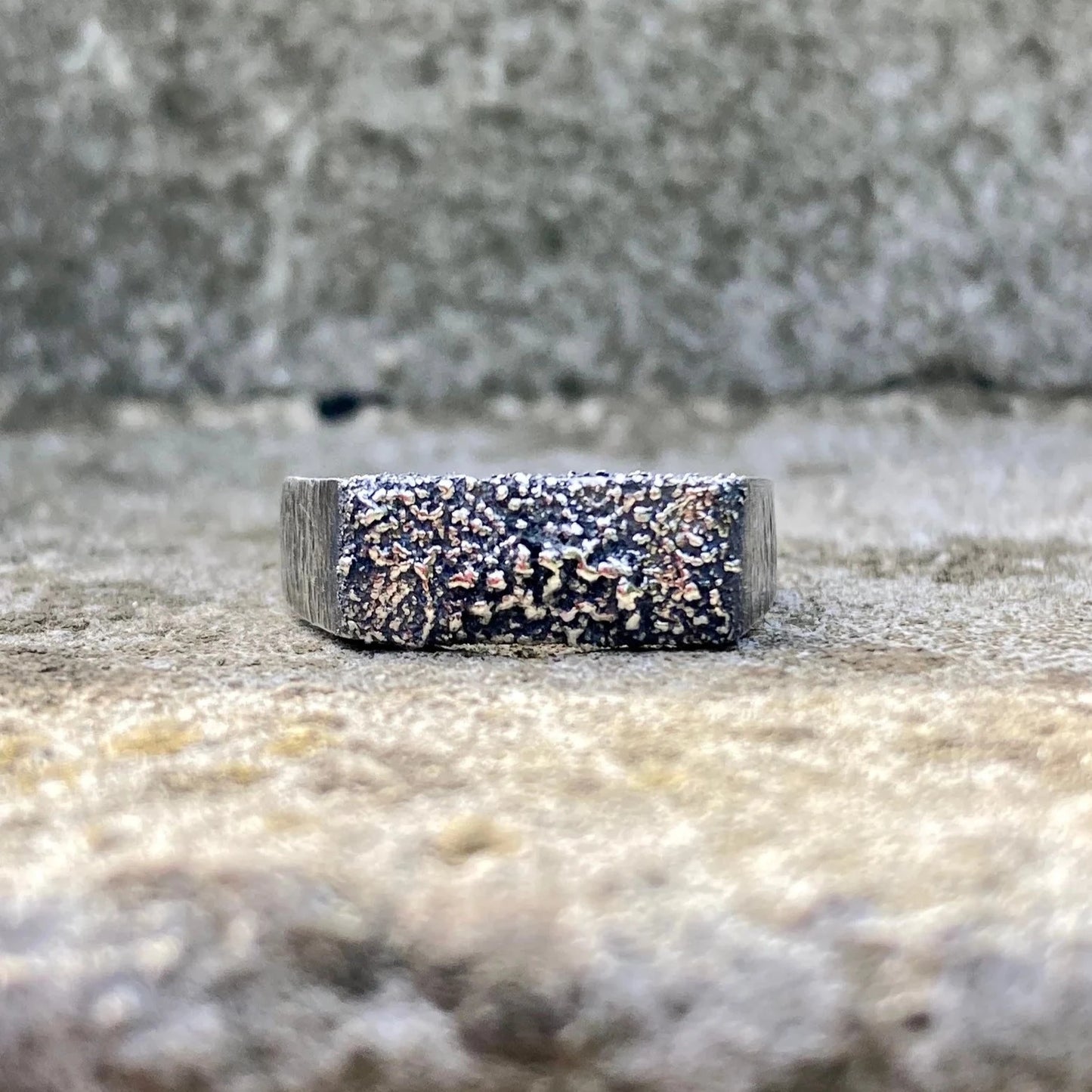 Sterling silver oxidised rustic ring. Made to order.