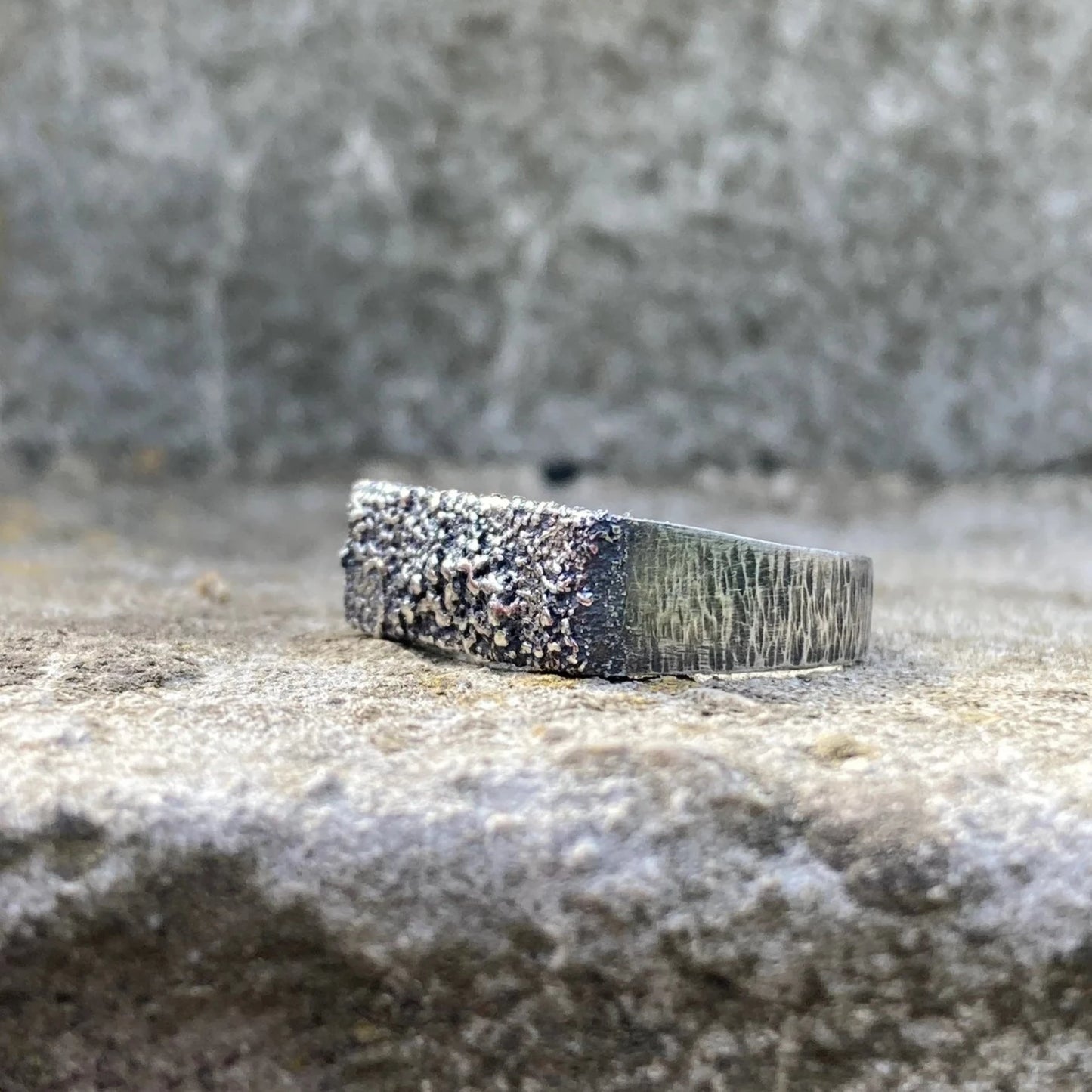 Sterling silver oxidised rustic ring. Made to order.