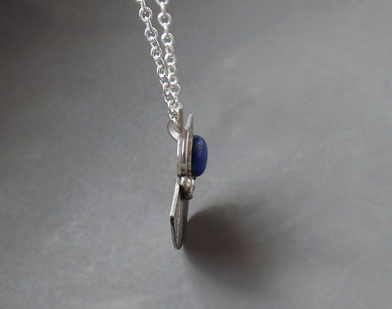 Lapis lazuli sterling silver fan necklace. MADE TO ORDER.