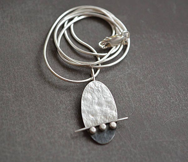 Sterling silver oval necklace. Made to order.