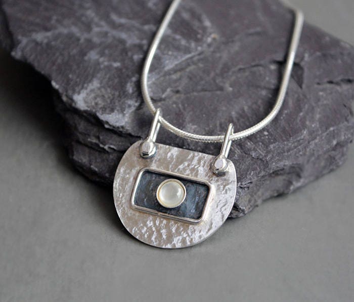 Mother of Pearl sterling silver necklace.