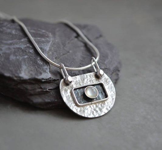 Mother of Pearl sterling silver necklace.