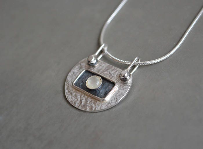 Mother of Pearl sterling silver necklace.