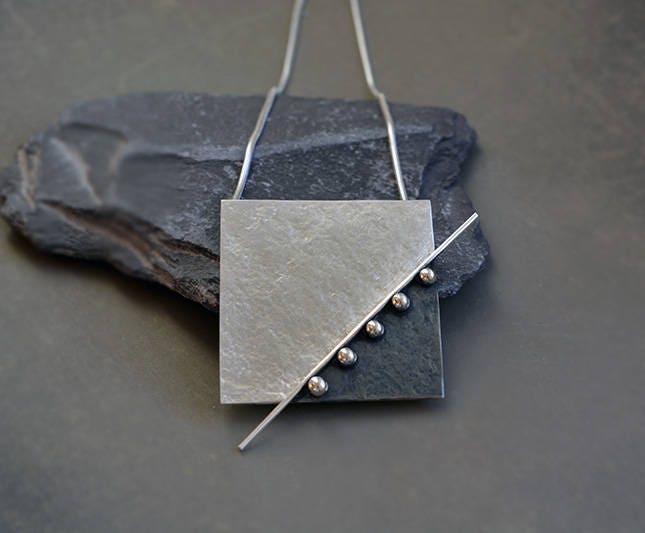 Sterling silver square pendant. MADE TO ORDER.