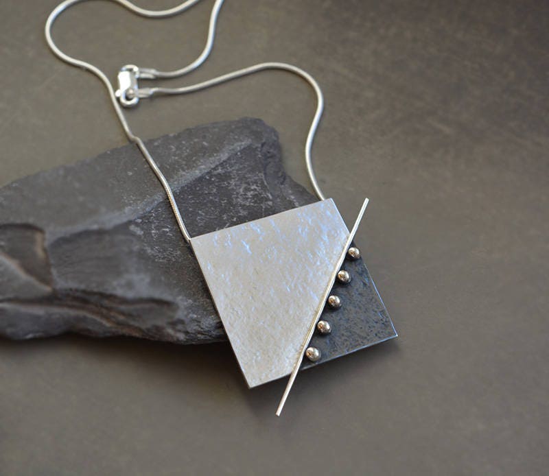Sterling silver square pendant. MADE TO ORDER.