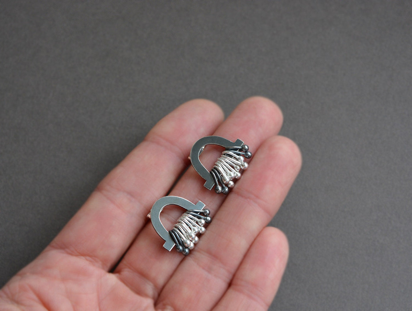 Sterling silver stud earrings. Oxidised silver. MADE TO ORDER.