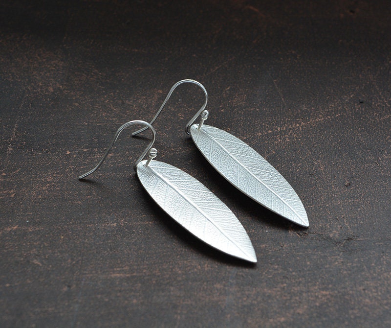 Sterling silver dangle leaf earrings. MADE TO ORDER.