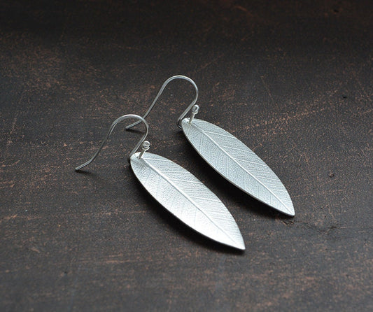 Sterling silver dangle leaf earrings. MADE TO ORDER.