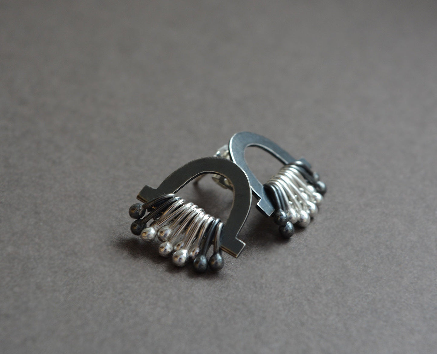 Sterling silver stud earrings. Oxidised silver. MADE TO ORDER.
