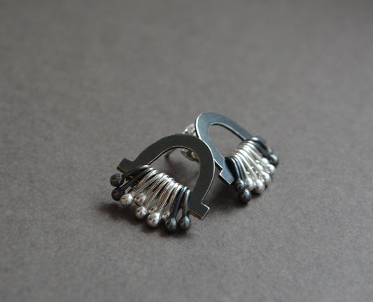 Sterling silver stud earrings. Oxidised silver.