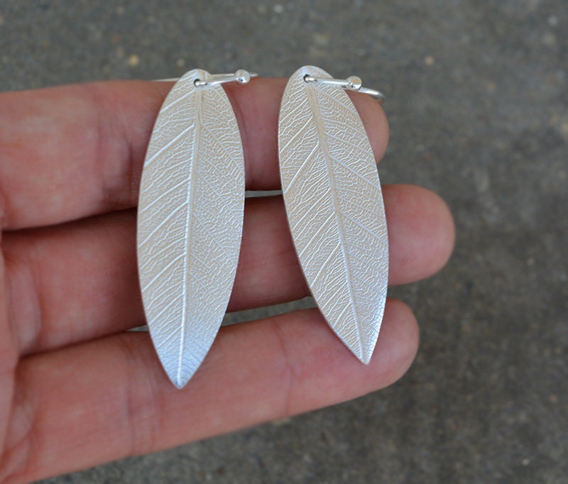 Sterling silver dangle leaf earrings. MADE TO ORDER.