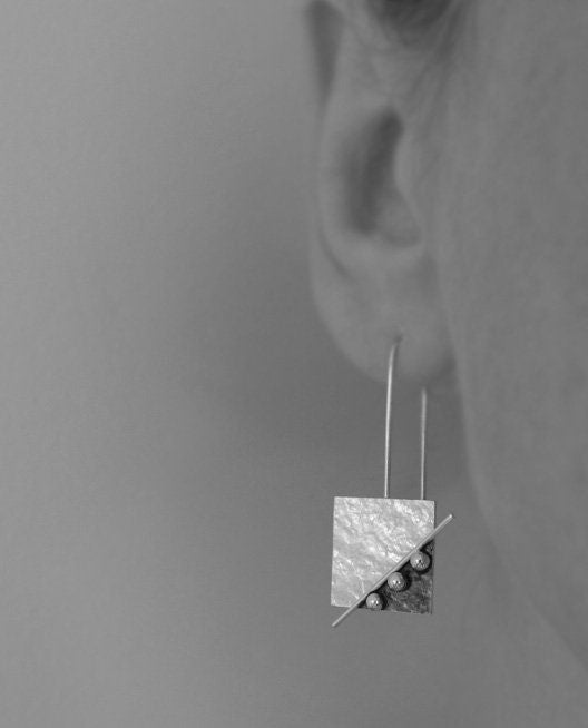 Sterling sterling silver square textured earrings. MADE TO ORDER.