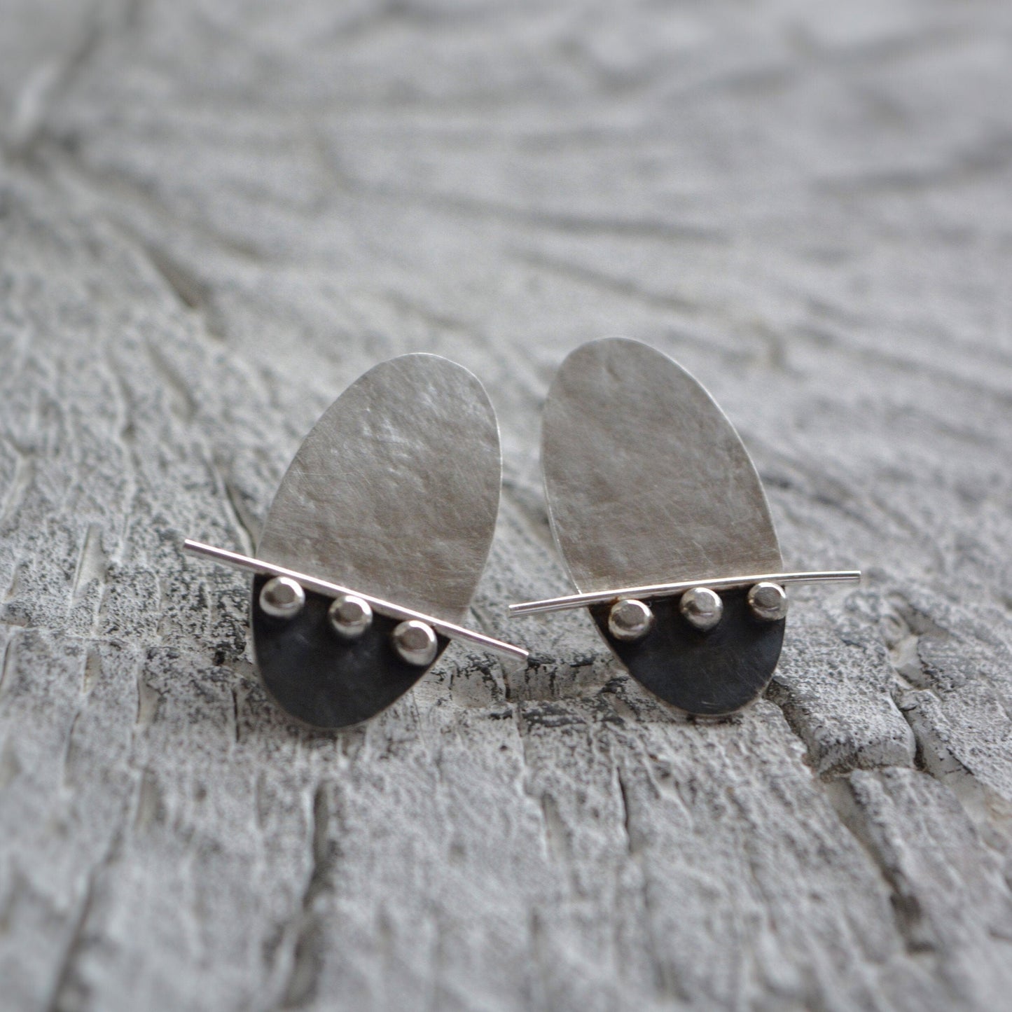 sterling silver oval earrings