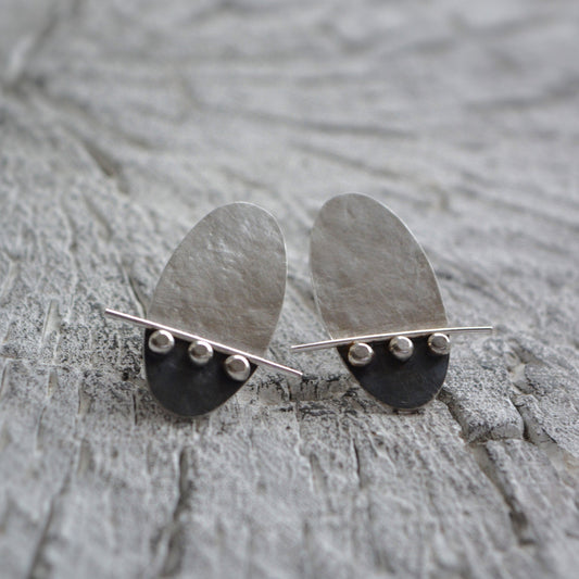 sterling silver oval earrings