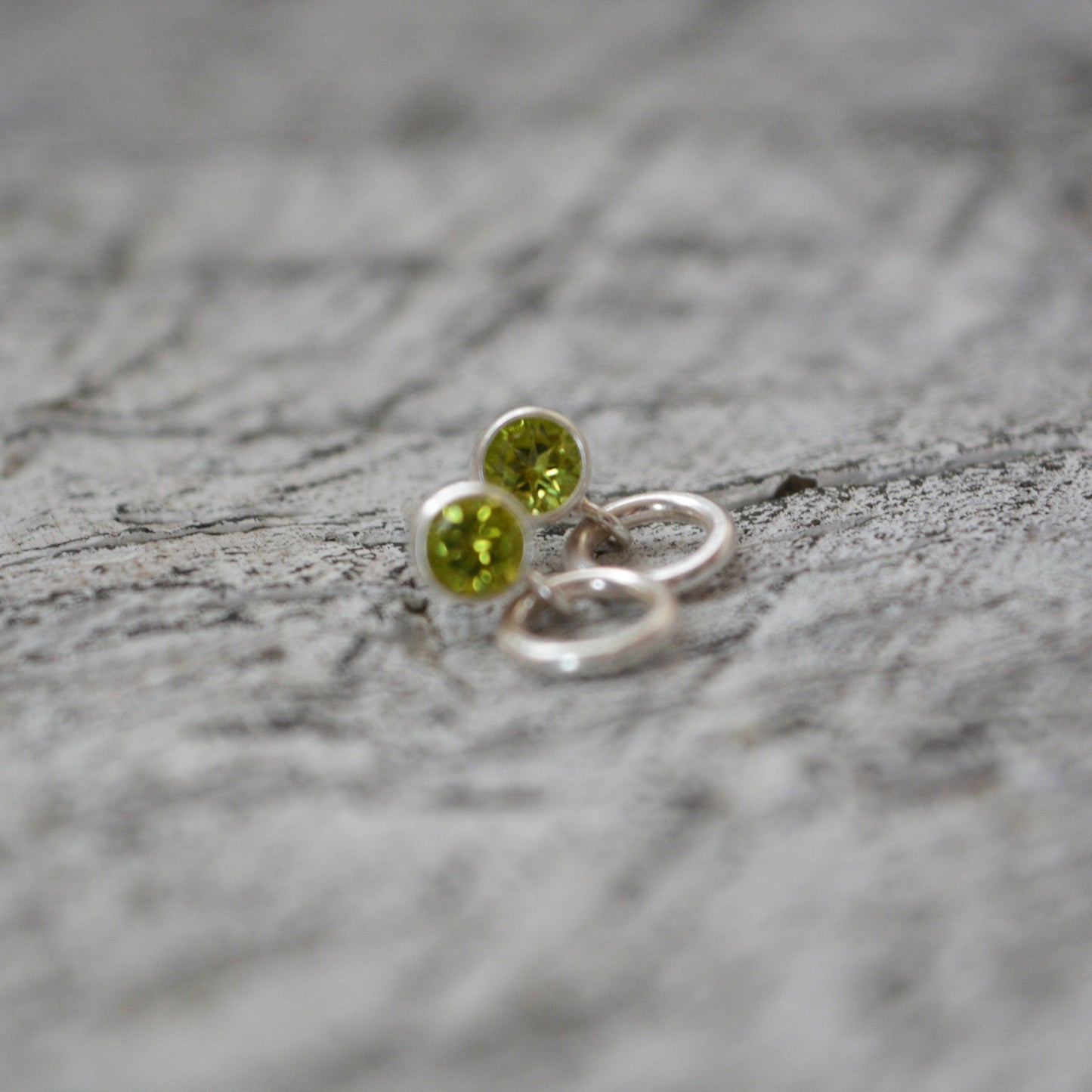 Peridot sterling silver stud earrings.