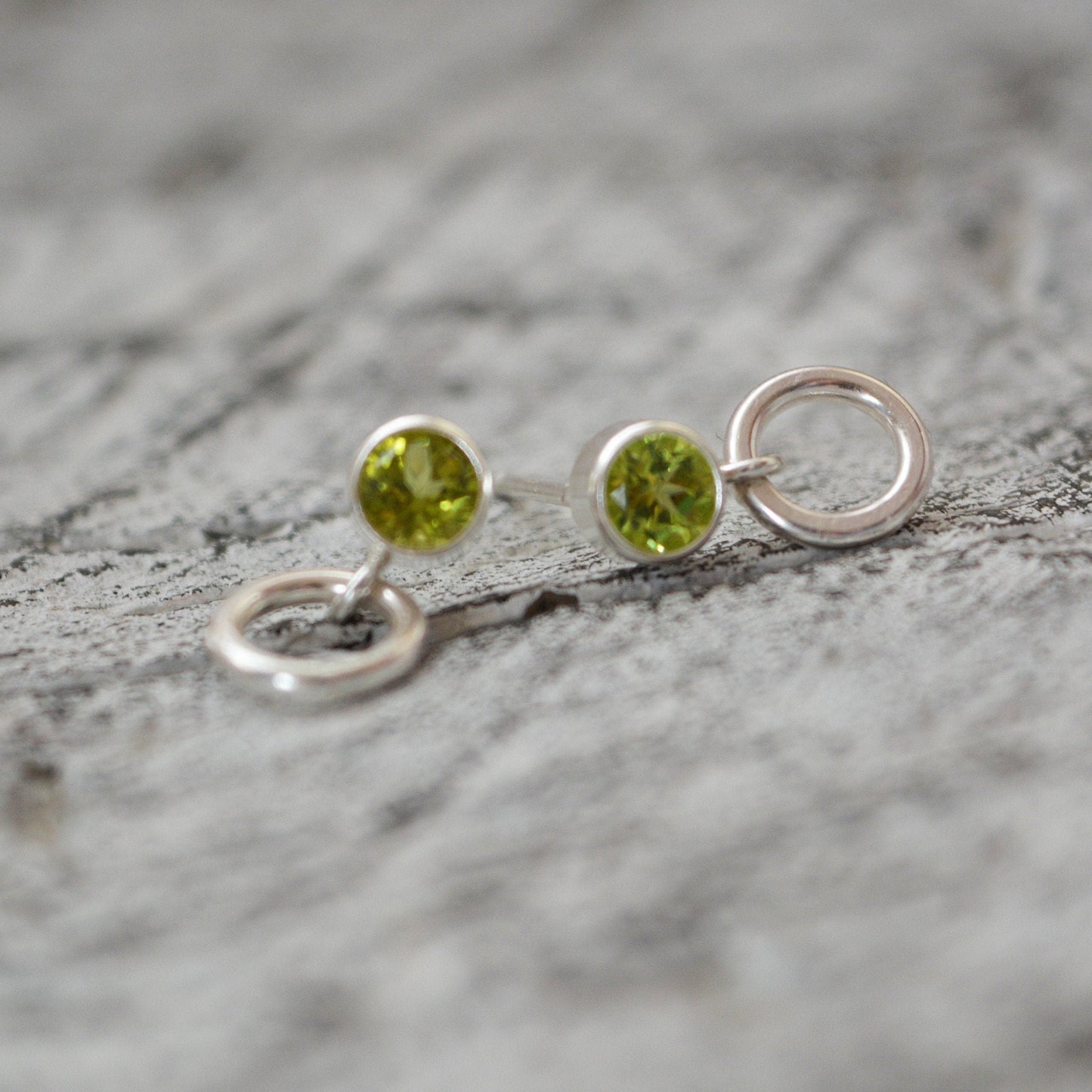 Peridot sterling silver stud earrings.