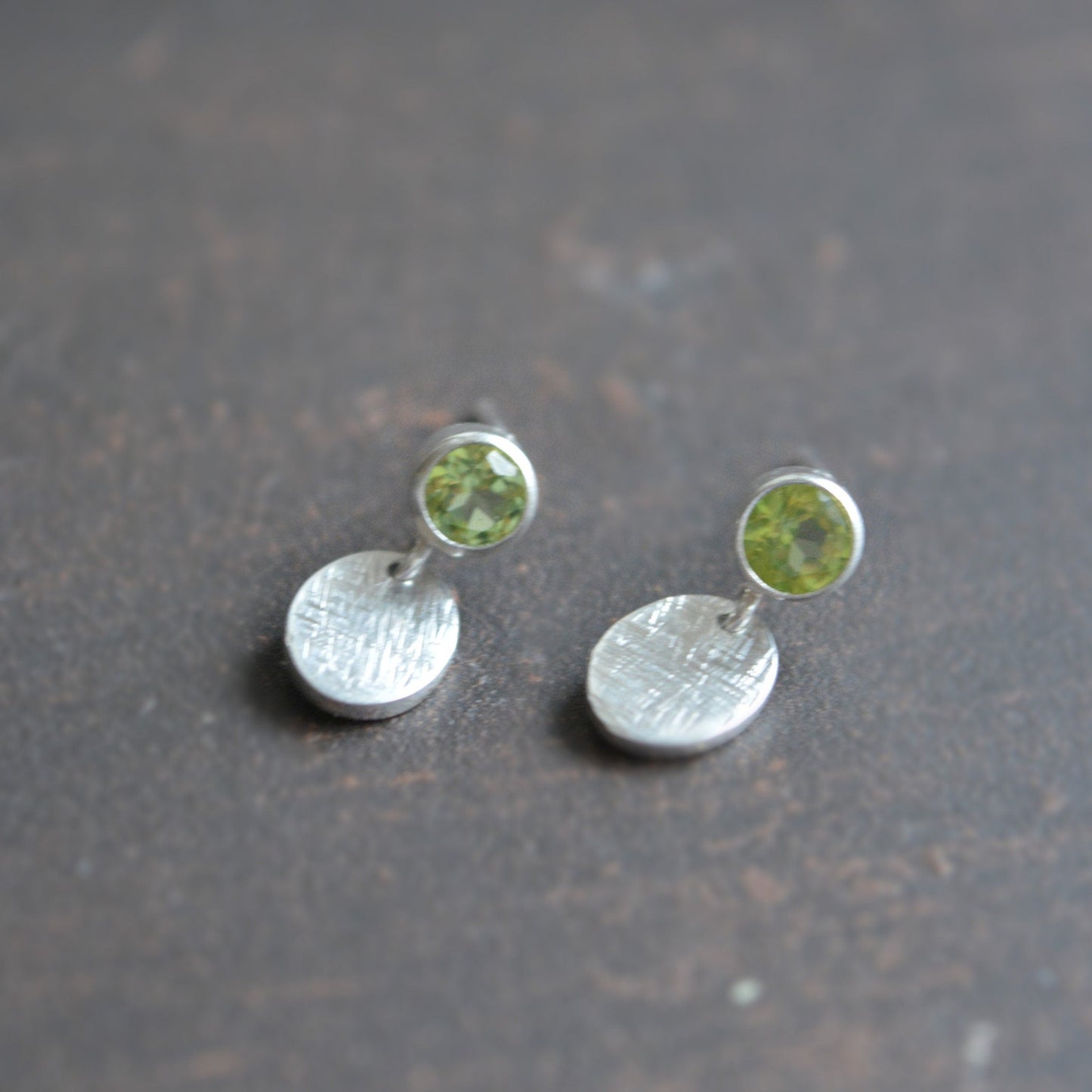 Peridot sterling silver stud earrings.
