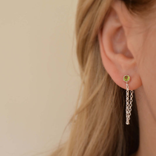 Peridot sterling silver wrap around ear stud earrings.