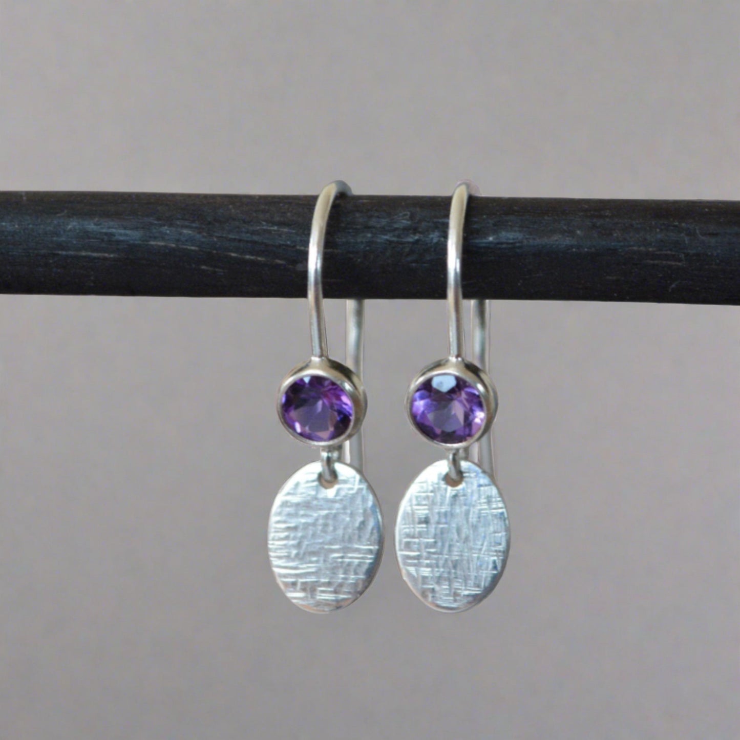 sterling silver amethyst earrings with dangle ovals