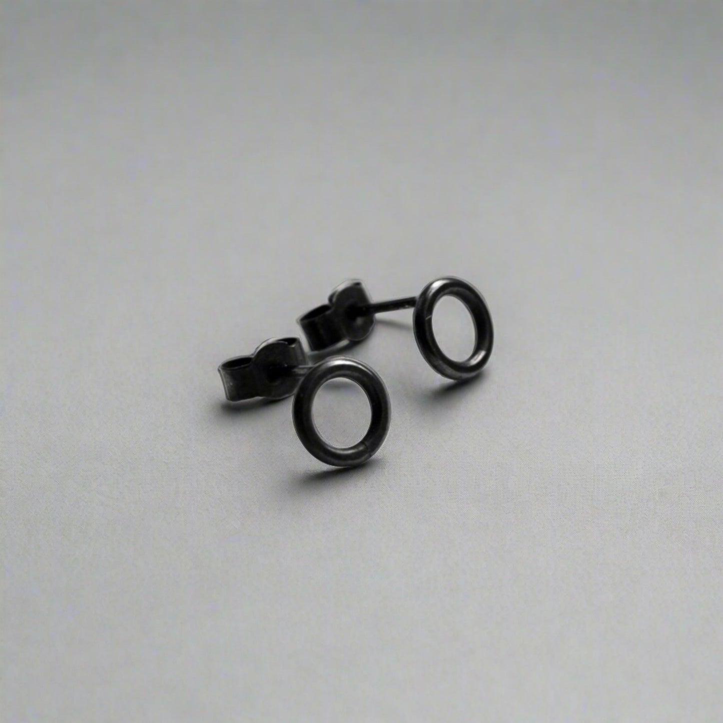 oxidised sterling silver circle stud earrings