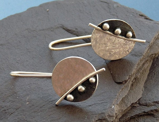 Sterling silver textured disc earrings