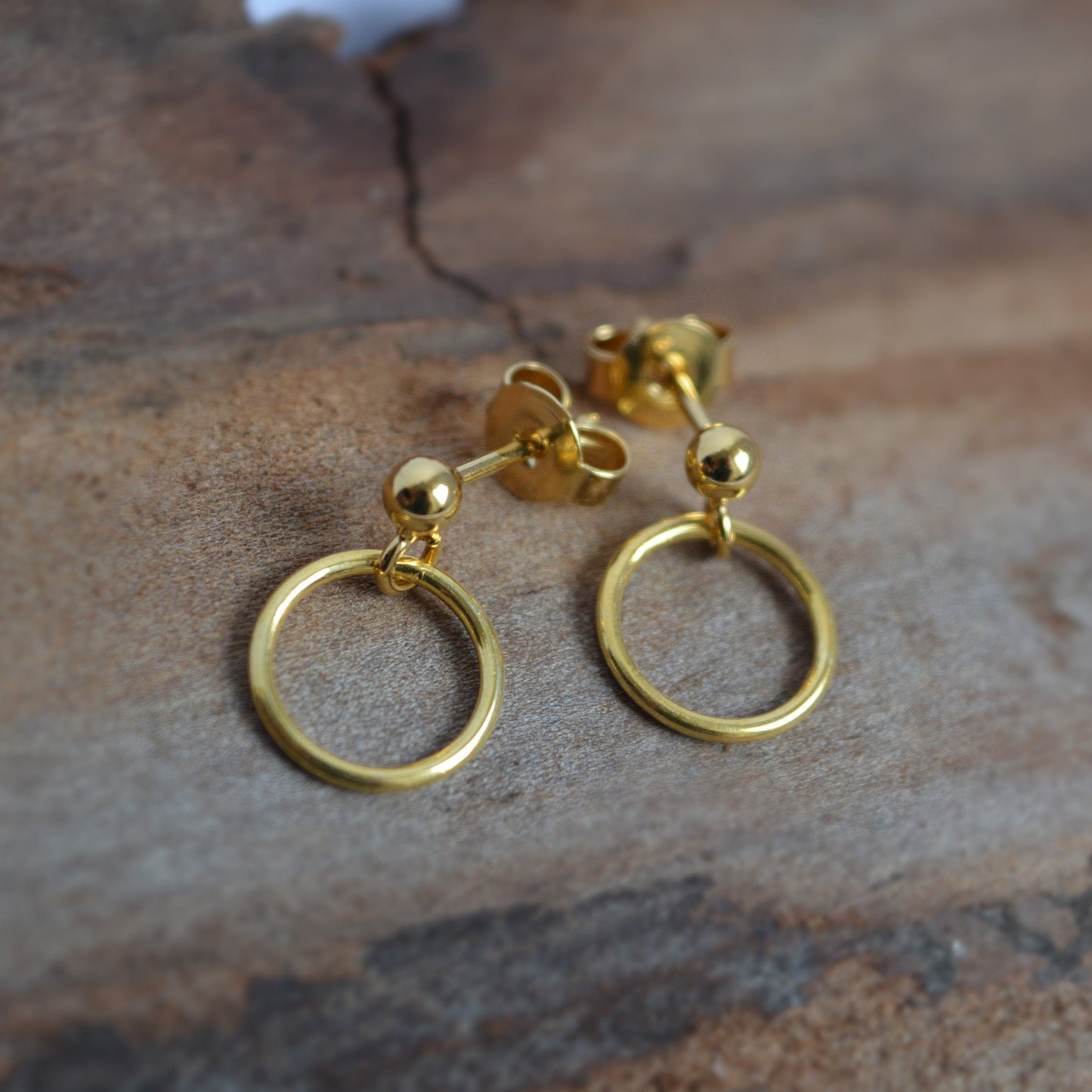 24k gold vermeil ball and circle studs.