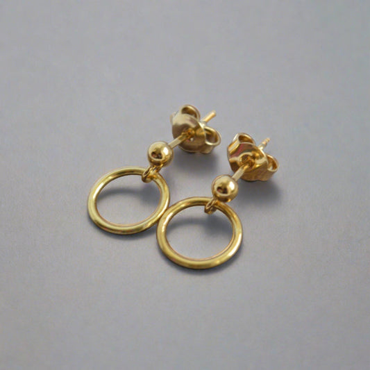 gold vermeil ball and circle stud earrings