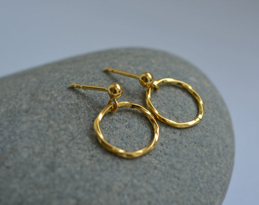 24k gold vermeil ball and circle stud earrings.