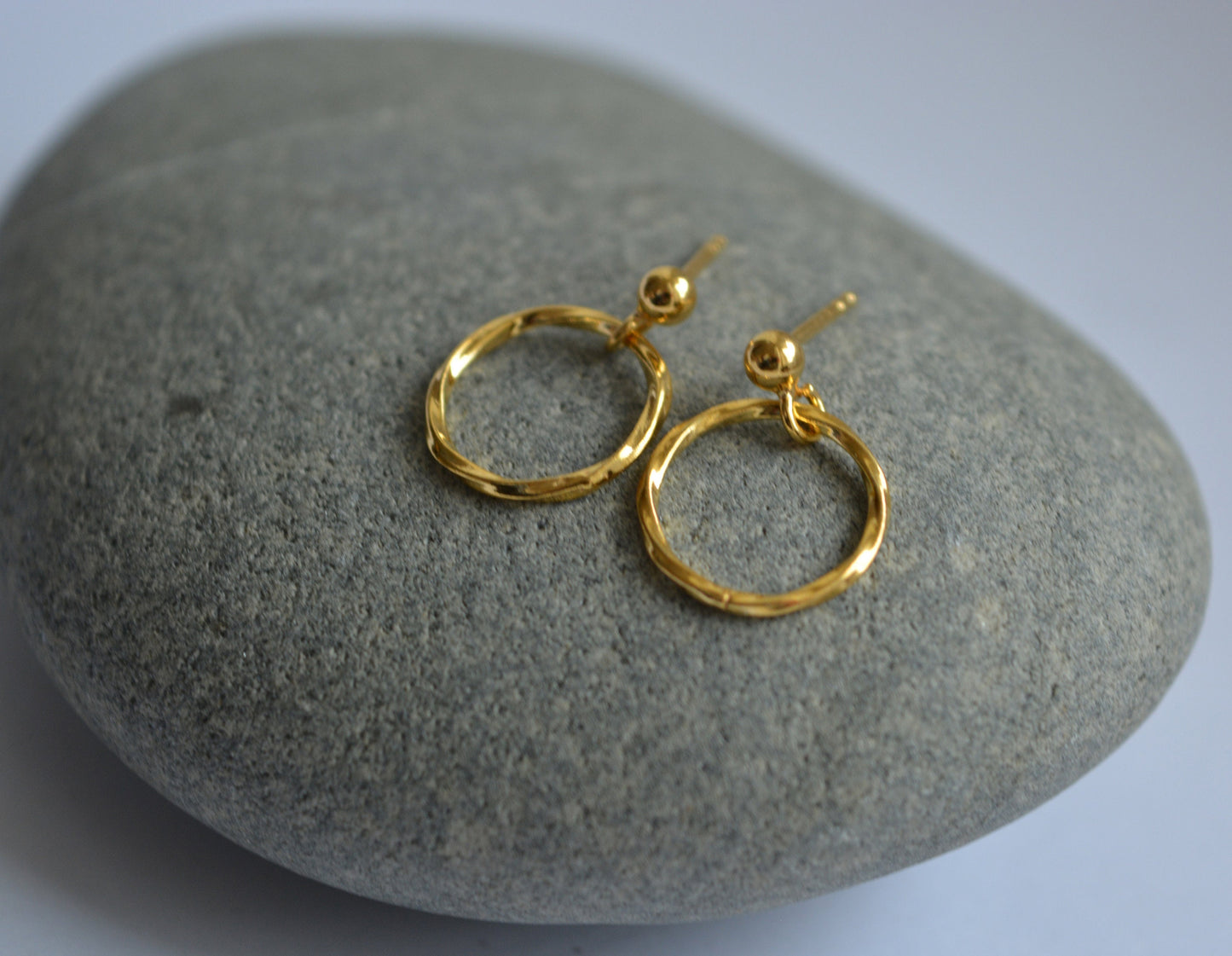 24k gold vermeil ball and circle stud earrings.