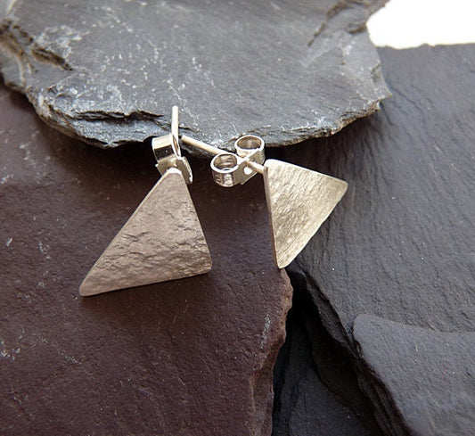 Triangle sterling silver stud earrings.