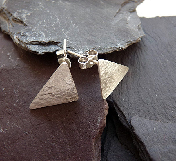 Triangle sterling silver stud earrings.