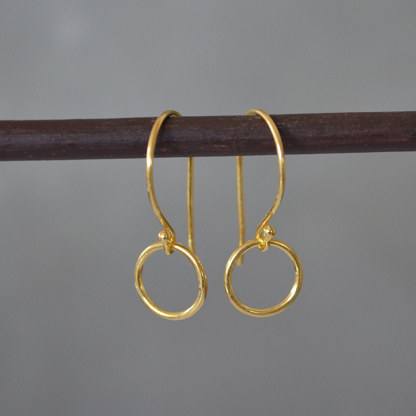 24k Gold Vermeil Circle Earrings.