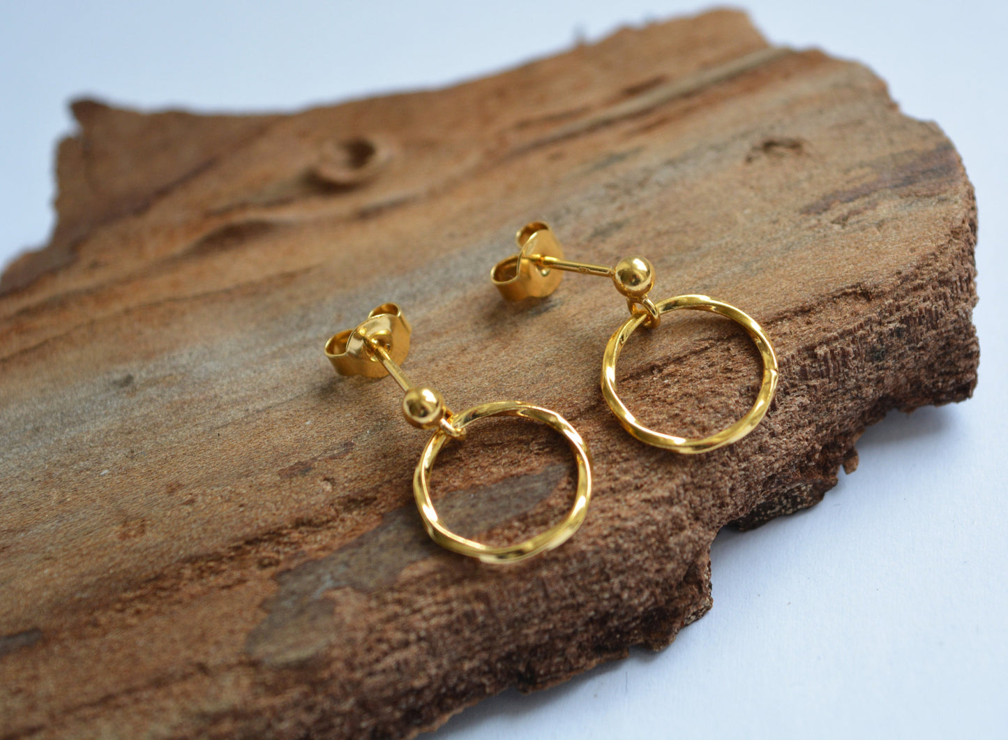 24k gold vermeil ball and circle stud earrings.