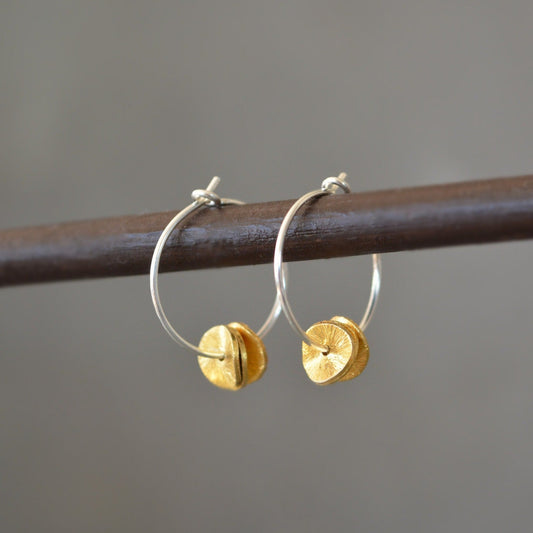 24k gold vermeil and sterling silver hoops