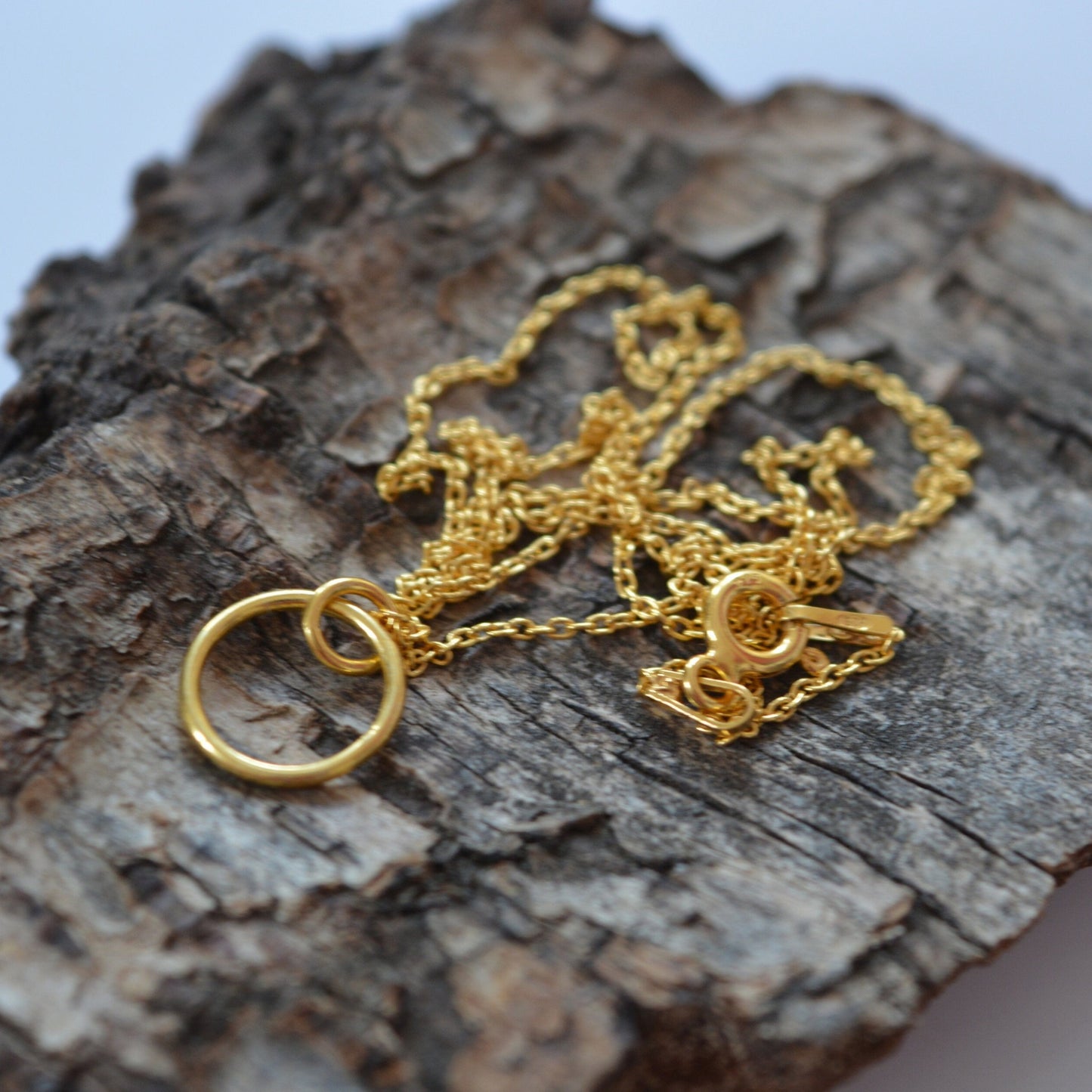 Gold plated sterling silver circle necklace