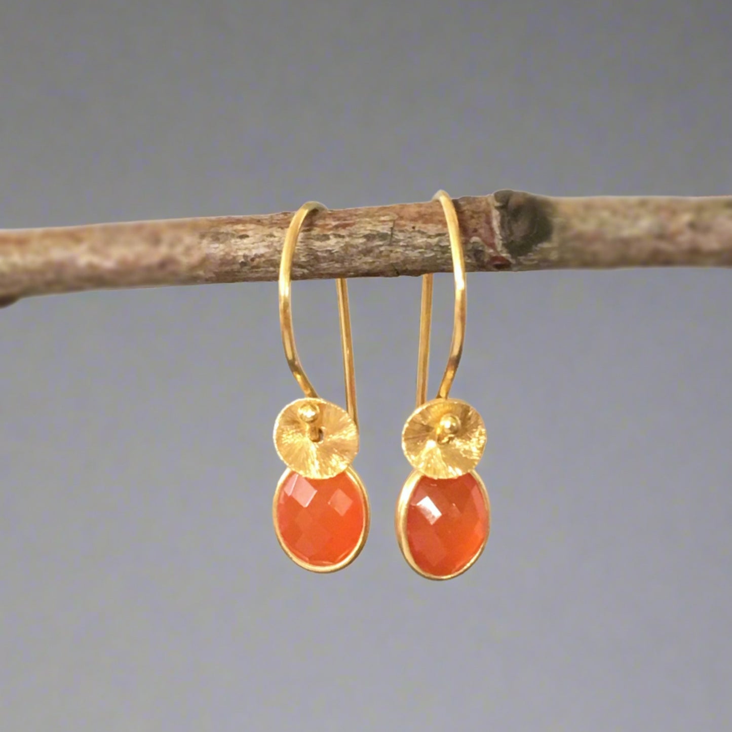 24k gold vermeil and carnelian earrings.