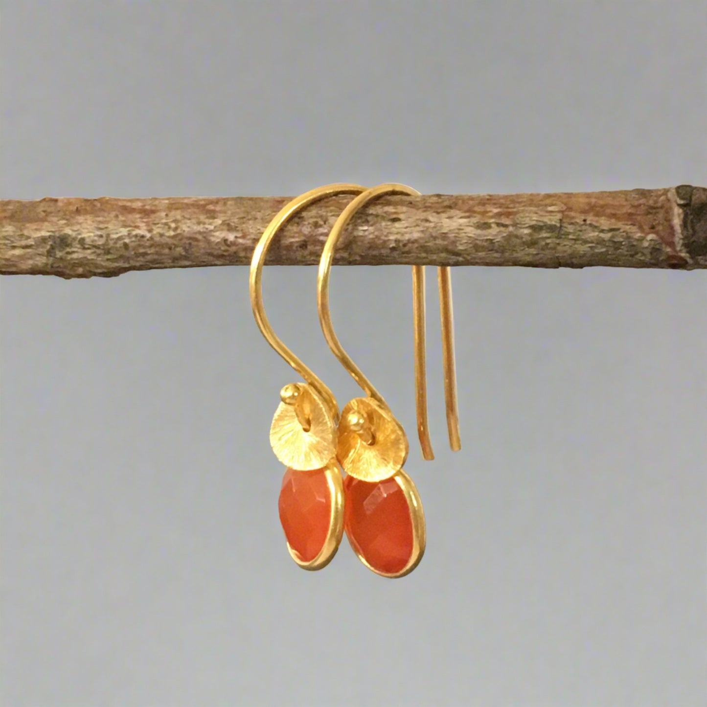24k gold vermeil and carnelian earrings.
