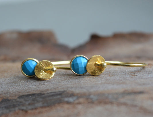 24k gold vermeil and turquoise earrings. December birthstone earrings.