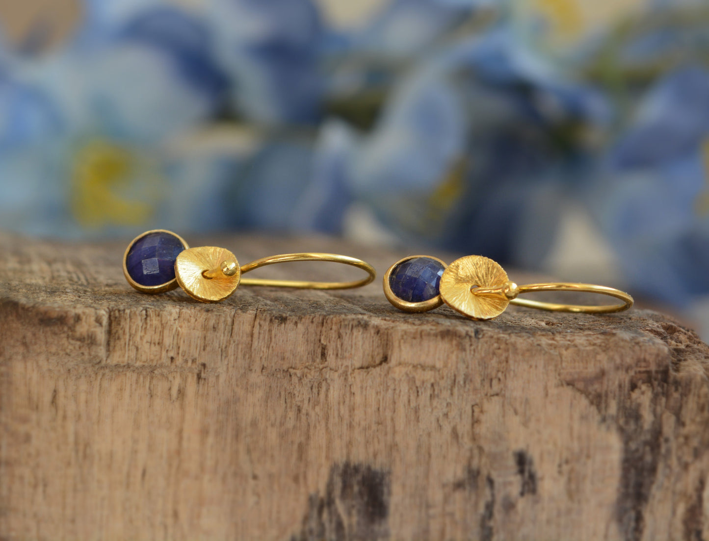 24k gold vermeil and sapphire earrings.