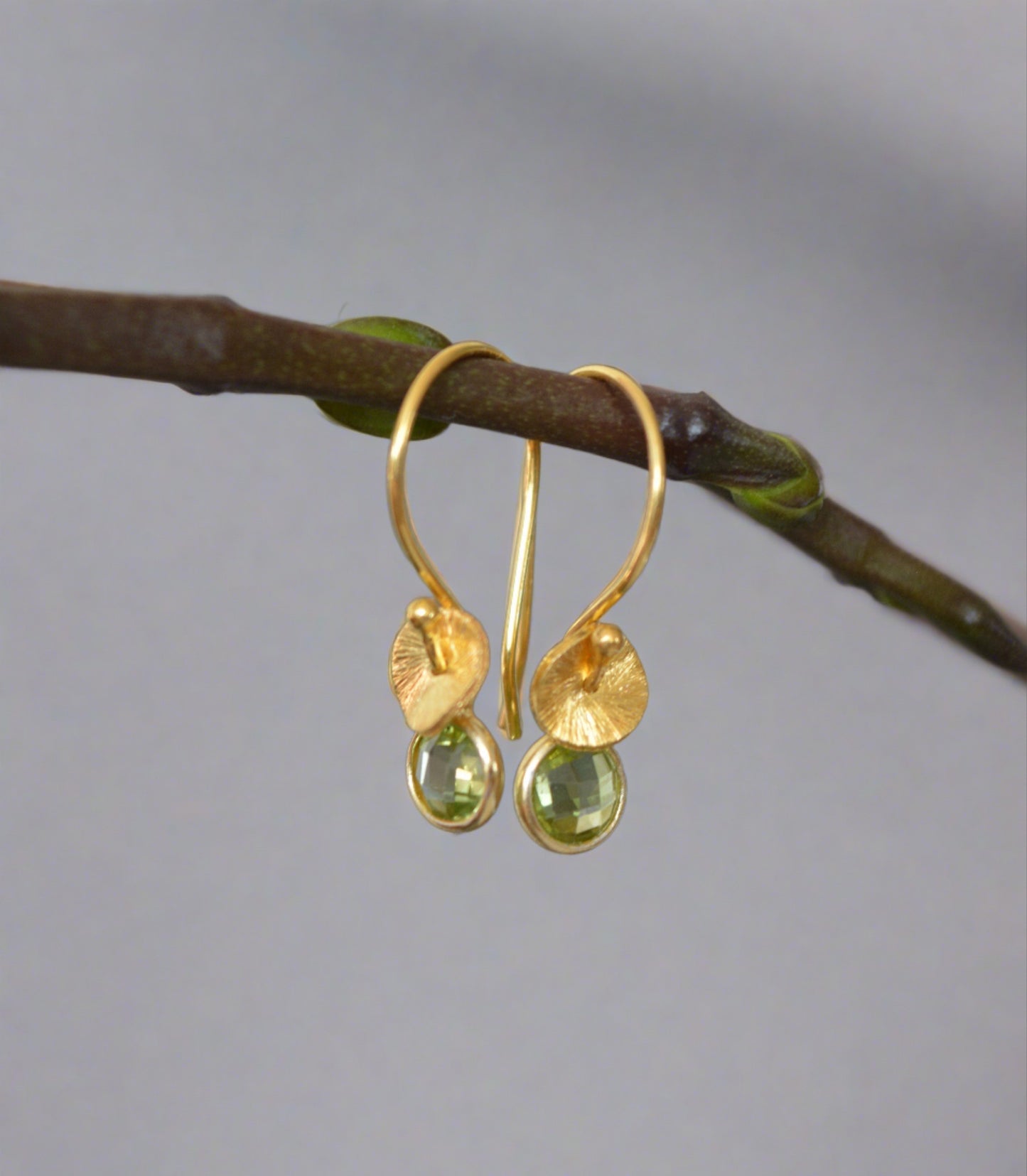 peridot gold vermeil dangle earrings