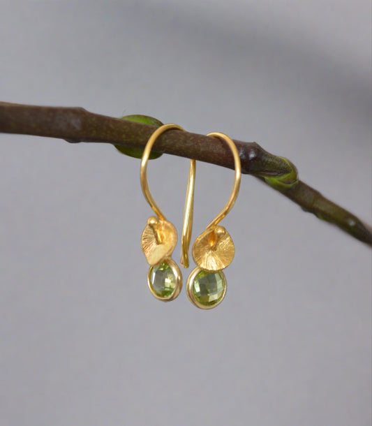 peridot gold vermeil dangle earrings